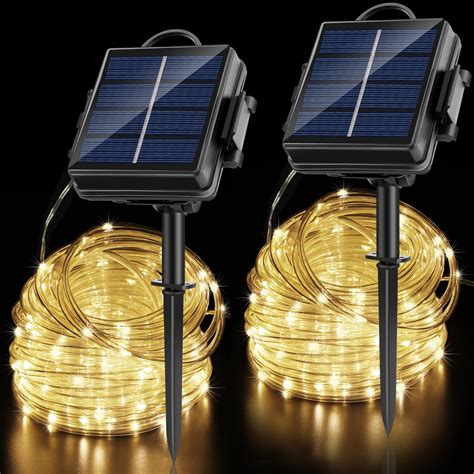 solar string lights outdoor rope lights pack leds mah rechargeable solar battery