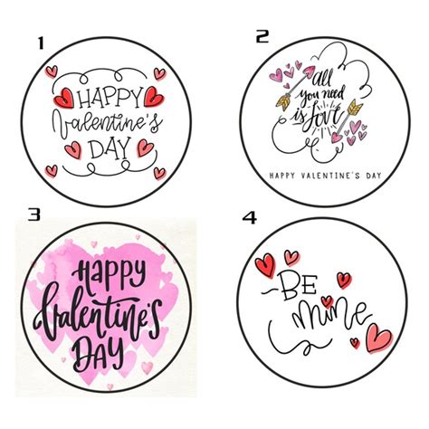 happy valentines day sticker valentines day labels cute etsy