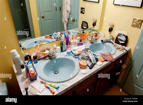 messy bathroom  res stock photography  images alamy