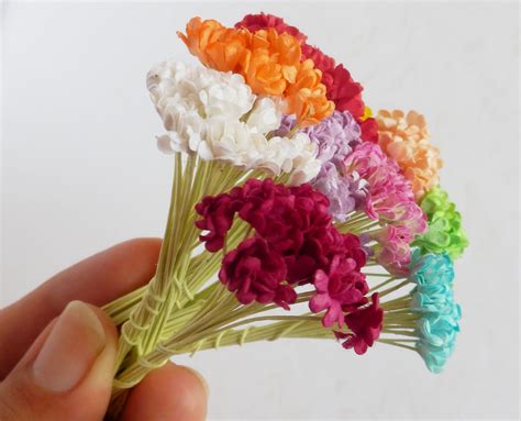 miniature paper flowers handmade mulberry paper flower bouquet card making dollhouse