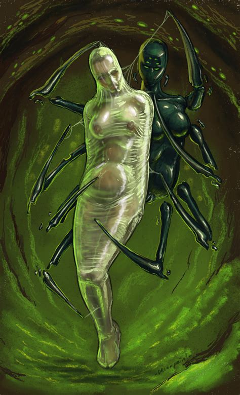 spiders wrapping women in cocoon