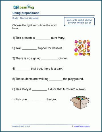 preposition worksheets  grade  preposition worksheets  grade