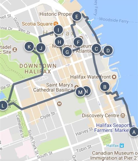 historic halifax canada walking  map  sightseeing guide
