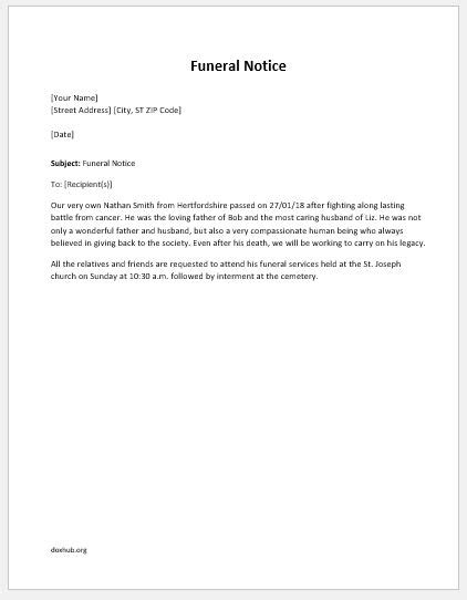funeral notice template  ms word document hub