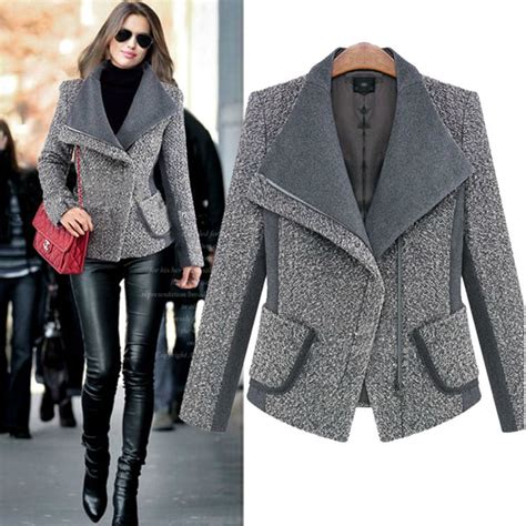 nuevo invierno mujeres de la capa de estilo de la moda lana mezclas abrigos abrigo gris