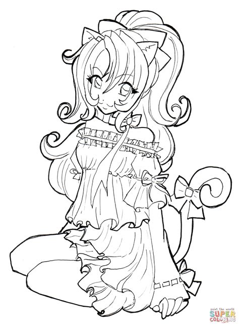 anime wolf girl coloring pages coloring home