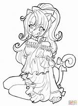 Coloring Cat Girl Pages Anime Printable Popular sketch template