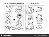 Colorare Frazioni Math Pagine Puzzle sketch template