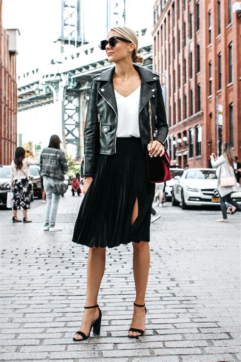 an edgy way to wear a pleated skirt fashion jackson