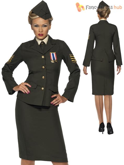 ladies wartime 1940 ww2 army officer costume adult uniform fancy dress