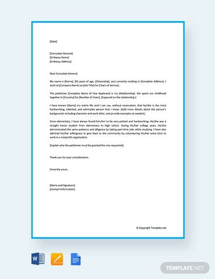 immigration reference letter   family member template