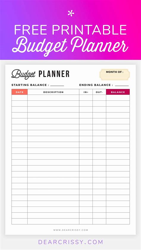 monthly budget planner template lovely  bud planner printable