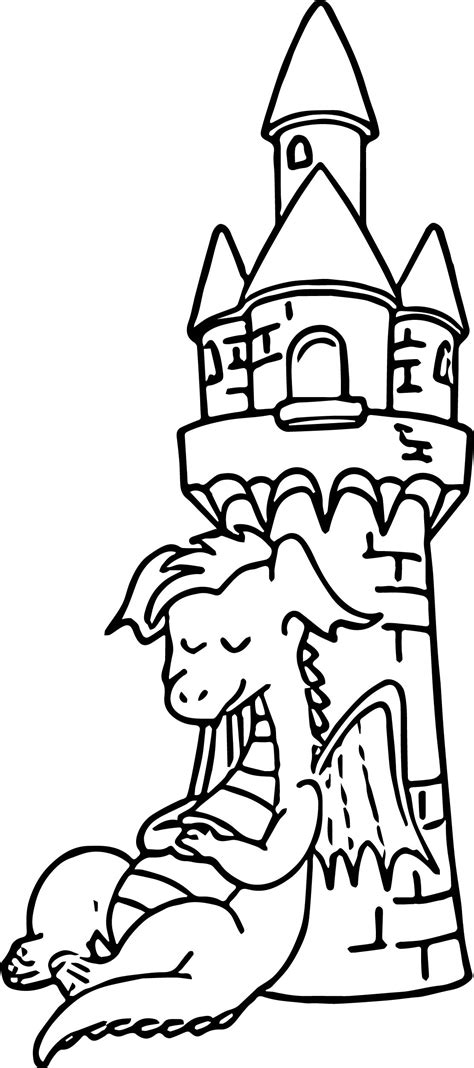 sleeping castle dragon coloring page wecoloringpagecom