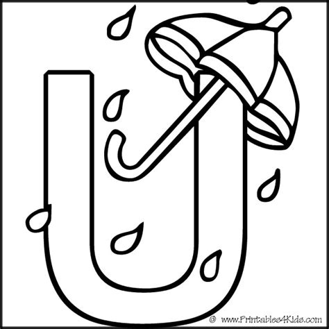 alphabet coloring page letter  umbrella printables  kids
