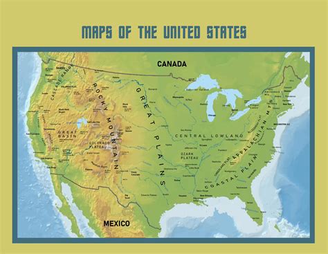 physical features   usa map map