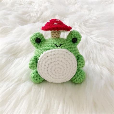 frog mushroom poppable plushie crochet amigurumi cottage core etsy