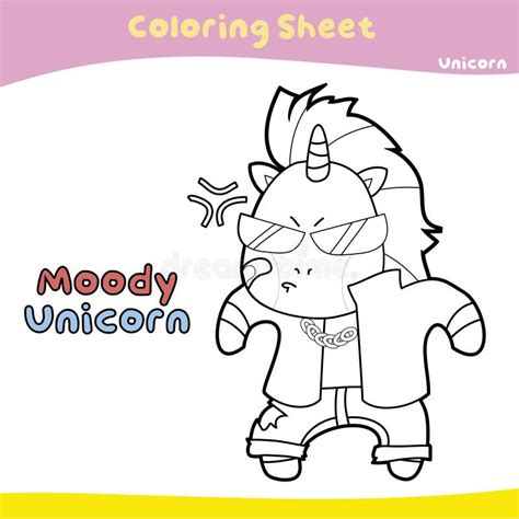 unicorn coloring sheet stock vector illustration  cartoon