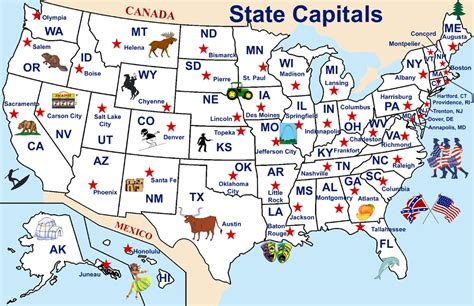 fifty states map  capitals united states map
