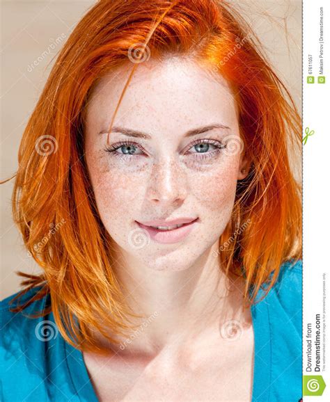 beautiful redhead freckled blue eyed woman stock image image of people redhead 67611057