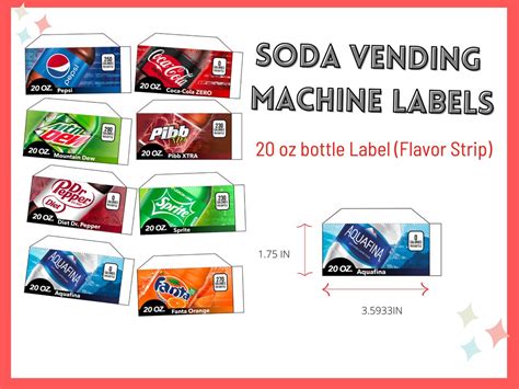 soda vending machine  oz  label flavor strip etsy