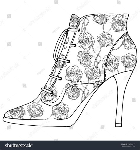 shoes floral pattern black white line stock vector 534993715 shutterstock