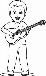 Boy Guitar Playing Coloring Kids Wecoloringpage Pages sketch template