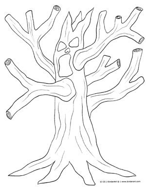spooky tree coloring page kinderart