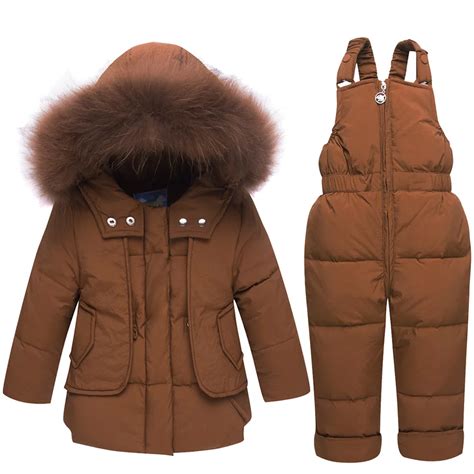 winter  degree boys  jacket kids snowsuit warm overalls toddler outerwear girls suits fur