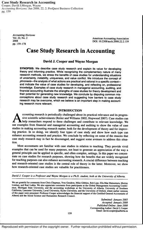 case study research  accounting