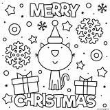 Christmas Coloring Cat Wish Merry Pages Cute Printable Print Book sketch template