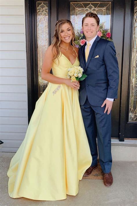 marvelous ideas  yellow prom dresses evening gown hoco couple