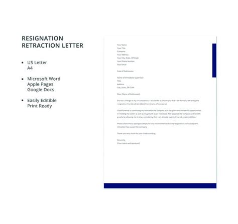 resignation letter word templates