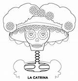 Catrina Calavera Calaveras Sombrero sketch template