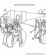 Parable Ten Coloring Virgins Bridesmaids Pages Jesus Sheets Bible Sunday School Parables Printables Template sketch template