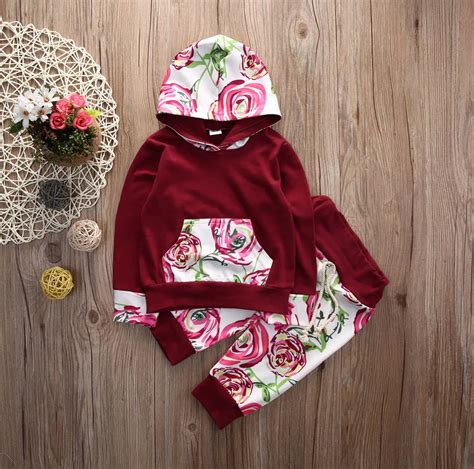 newborn infant baby girl clothes hoodie sweatshirt set floral baby fall outfit  clothing sets