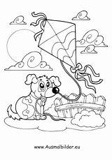 Herbst Drachen Steigen Hund Ausdrucken Ausmalbild Malvorlagen Baum sketch template