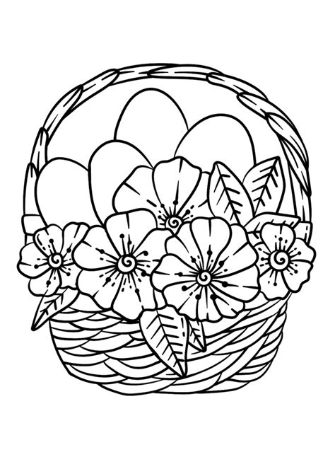 flower basket coloring pages printable