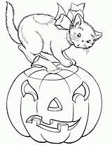 Coloring Halloween Cat Pages Cute Clipart Pumpkin Draw Popular Library sketch template