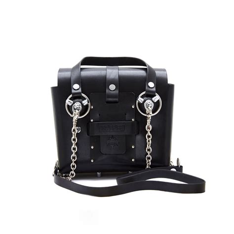 small black silver studded leather bag accessories  fashion
