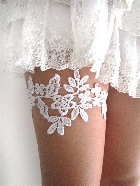 white lace garter wedding bridal garter lace garter set floral simple