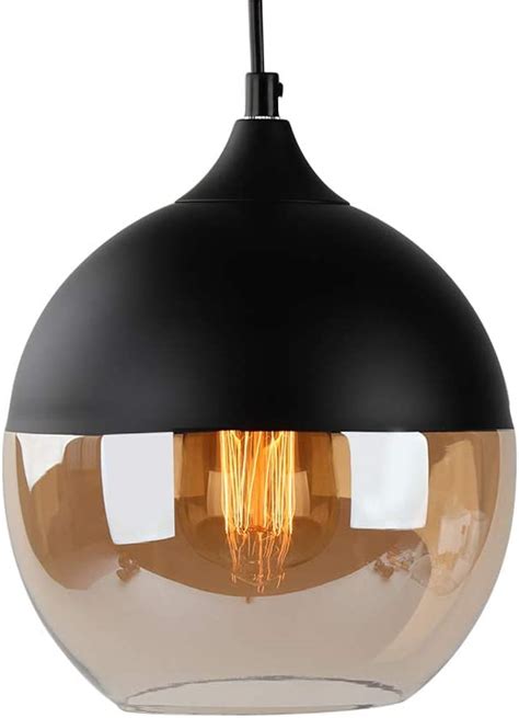 Newrays Modern Single Loft Blown Replacement Black Globe Glass Pendant