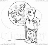 Coloring Remembering Crutches Man Clipart Fall Outline Using His Illustration Royalty Bannykh Alex Rf Regarding Notes sketch template