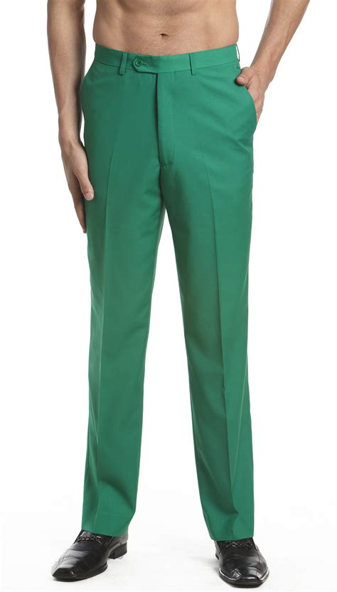 concitor mens dress pants trousers flat front slacks emerald green