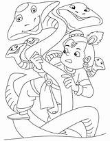 Krishna Coloring Pages Naag Lord Kalia Bheem Slayer Sketch Outline Chota Baby Colouring Drawing Kids Drawings Print Comments Sudama Getcolorings sketch template