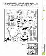 Halloween Dot Coloring Connect Dots Pages Number Puzzle Ghosts Pumpkins Little Themed Playful Bats Answer Etc Printable Kids Educations Alphabet sketch template