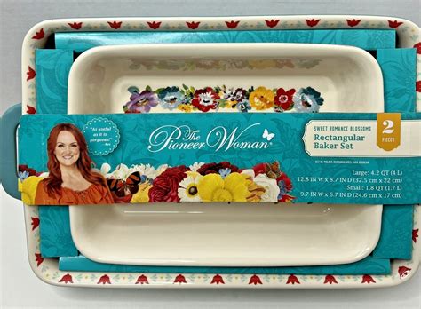 The Pioneer Woman Sweet Romance Blossoms 2pc Rectangular Ceramic Bakers