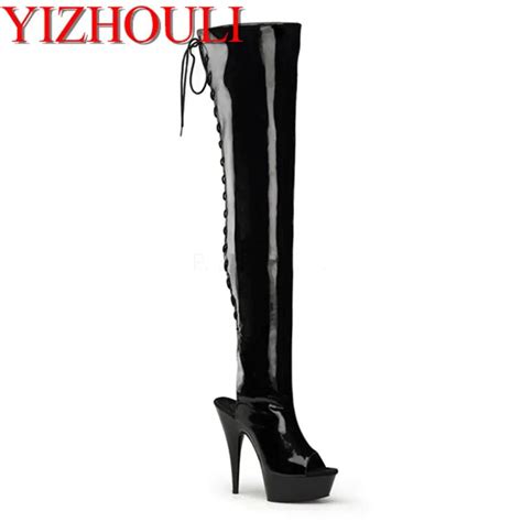 fashion 6 inch thigh high boots open toe designer boots 15cm over the