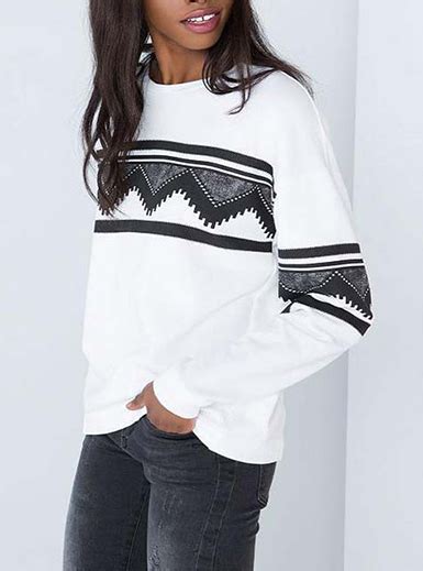 women s pullover sweater white black gray southwest