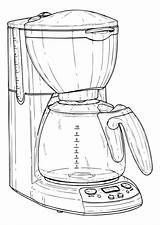 Cafetera Kaffeemaschine Koffiezetapparaat Caffettiera Electrodomesticos Malvorlage Maker Tekeningen Kleurplaten Uso sketch template