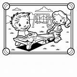Park Coloring Pages Playground Playing Kids Children Clipart Outside Grade Colouring Seesaw 5th Equipment Scene Color Printable Bench Az Getcolorings sketch template